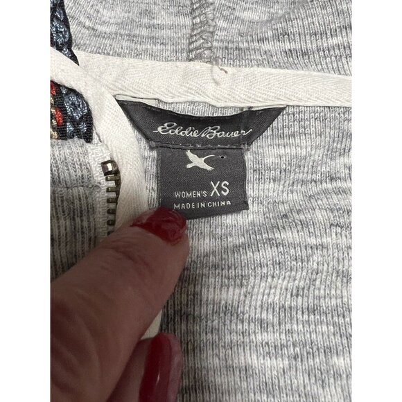 Eddie Bauer Full Zip Hoodie Sweatshirt Size XS Gray Athleisure Preppy Loungewear - Picture 4 of 13